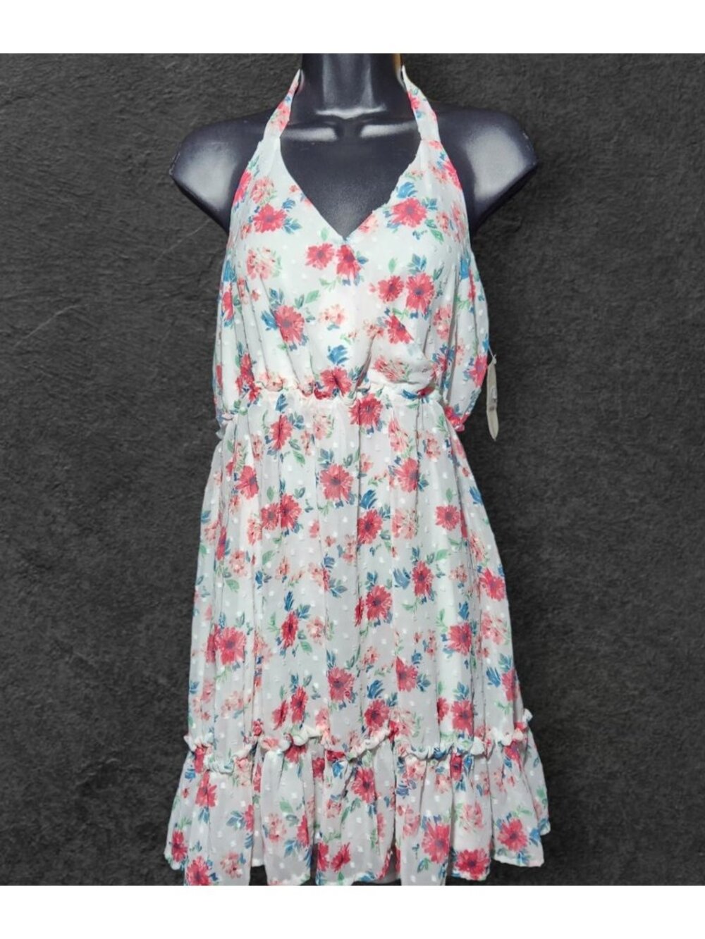 Alter'd State Floral White Pink Dasiy Tie Shoulder Dress Medium Spring Easter